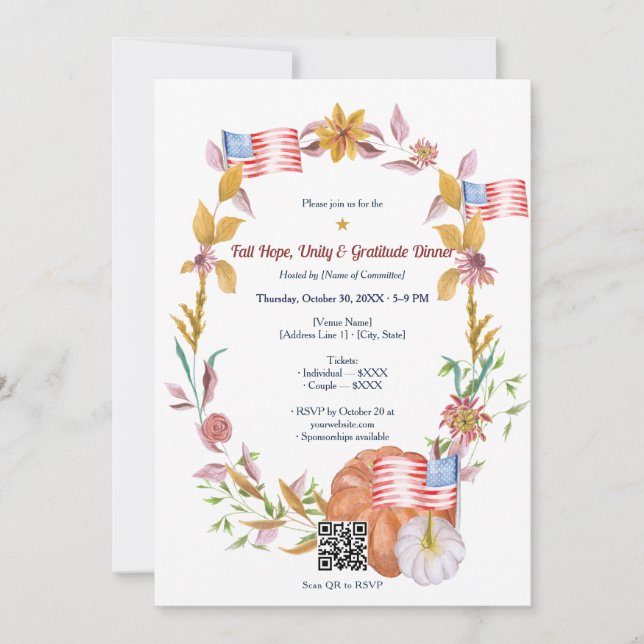 Fall Hope, Unity & Gratitude Dinner Fundraiser Einladung (Vorderseite)