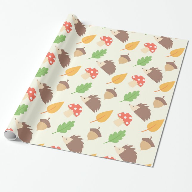 Fall-Igels-Muster Geschenkpapier (Ungerollt)