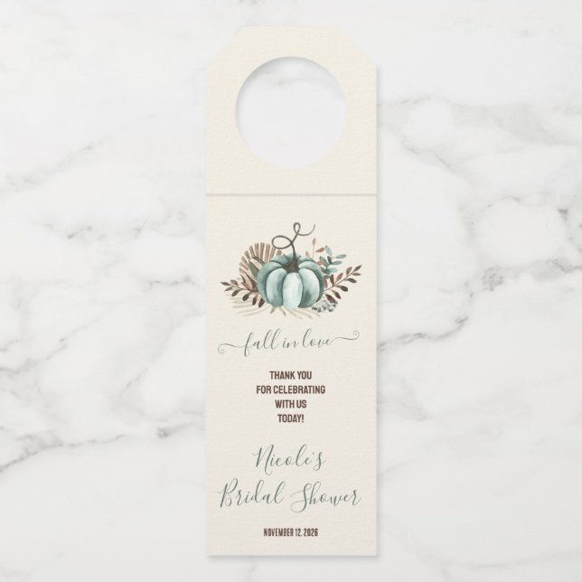 Fall in der Liebe, Blue Pumpkin, Blumenkürbis, Bra Flaschenanhänger (Vorderseite)