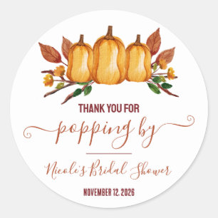 Fall in der Liebe, Orange Pumpkin, Blumendanke, Runder Aufkleber