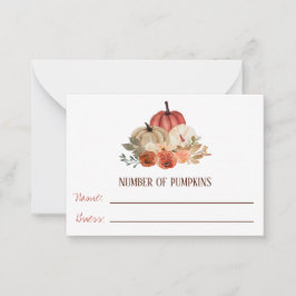 Fall in der Liebe, Pumpkin Floral Baby Duschspiel Mitteilungskarte