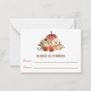 Fall in der Liebe, Pumpkin Floral Baby Duschspiel Mitteilungskarte