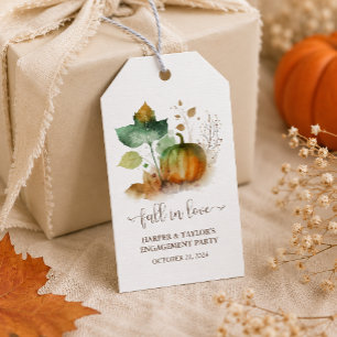 Fall in der Liebe Rustikaler Eleganter Kürbis Geschenkanhänger