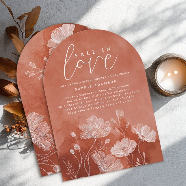 Fall in Liebe Arted Brautparty Einladung (Fall In Love - Bridal Shower Autumn Invite)
