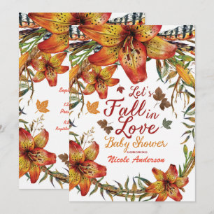 FALL IN LIEBE Blumenblume Orange Lilies Babydusche Einladung