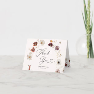 Fall in Liebe Boho Herbst Brautparty Blumenstrauch Dankeskarte