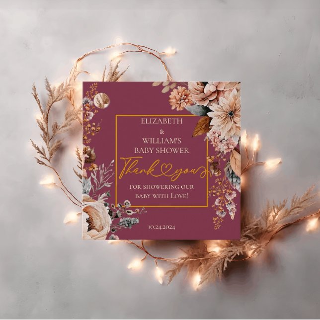 Fall in Liebe Eleganter Fall Floral Burgund Boho Geschenkanhänger (Von Creator hochgeladen)