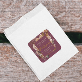 Fall in Liebe Fall Floral Burgundy Elegant Boho Sq Quadratischer Aufkleber