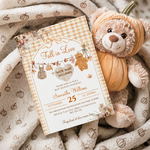 Fall in Liebe Floral Bow Modern Fall Baby Dusche Einladung