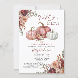 Fall in Liebe Floral Pumpkin Baby Dusche Party Einladung