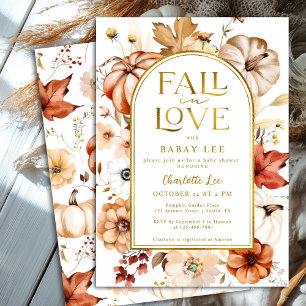 Fall in Liebe Gold Foil Arch Pumpkin Baby Dusche Einladung
