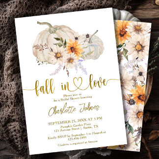 Fall in Liebe Goldblumen Pumpkin-Brautparty Einladung