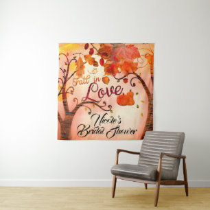 Fall in Liebe-Herbst-Fall-Brautparty-Hintergrund Wandteppich