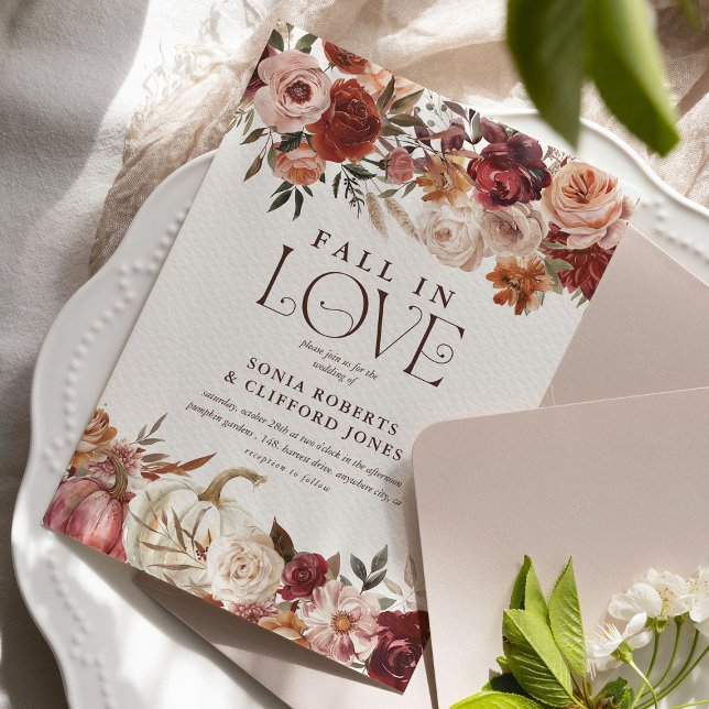 'Fall in Liebe' Herbstblütenhochzeit Einladung (Von Creator hochgeladen)