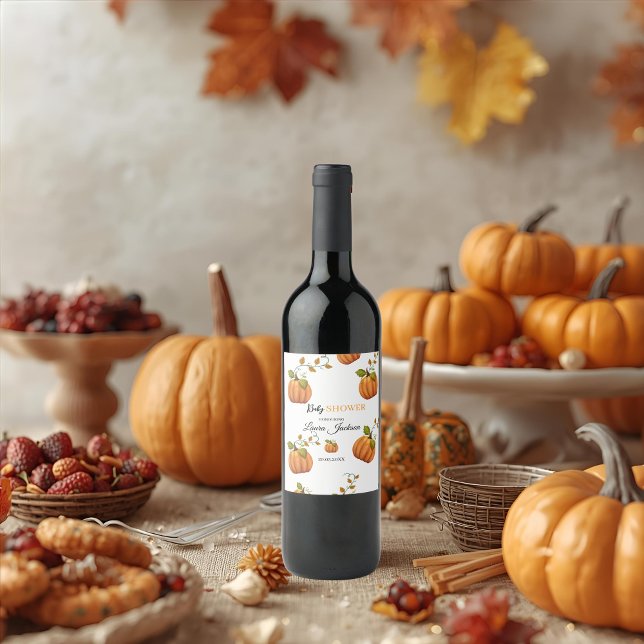 Fall in Liebe Kürbis Blumendusche Einladung Weinetikett (Von Creator hochgeladen)