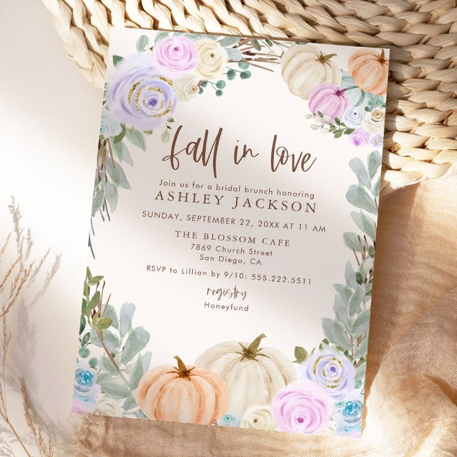 Fall in Liebe Pastel Pumpkins Brautparty lädt ein Save The Date (Von Creator hochgeladen)