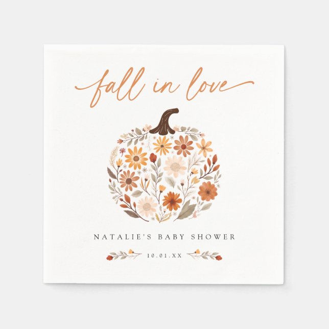 Fall in Liebe Pumpkin Baby Dusche Serviette (Vorderseite)