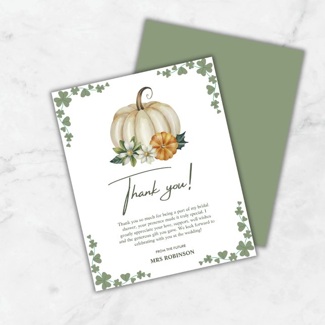 Fall in Liebe Pumpkin Brautparty Danke Karte (Budget Fall in Love Pumpkin Bridal Shower Thank You Card  )