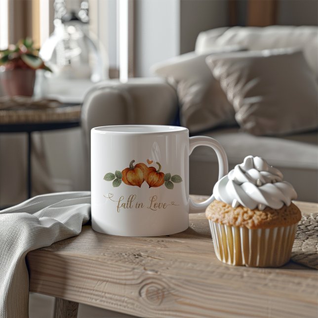 Fall in Liebe Pumpkin Herz Brautparty Kaffeetasse (Von Creator hochgeladen)