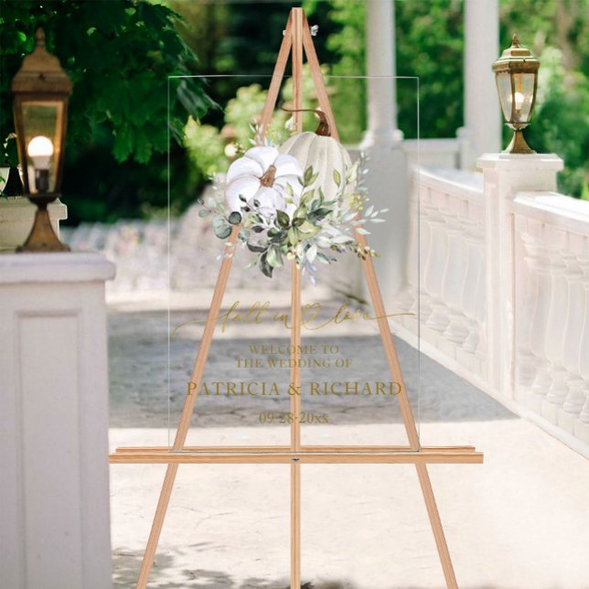 Fall in Liebe Pumpkin Hochzeit Willkommenszeichen Acrylschild (Von Creator hochgeladen)