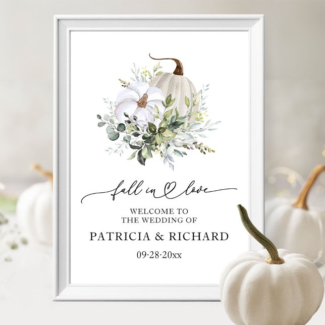 Fall in Liebe Pumpkin Hochzeit Willkommenszeichen Poster (Von Creator hochgeladen)