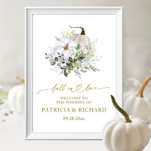 Fall in Liebe Pumpkin Hochzeit Willkommenszeichen Poster
