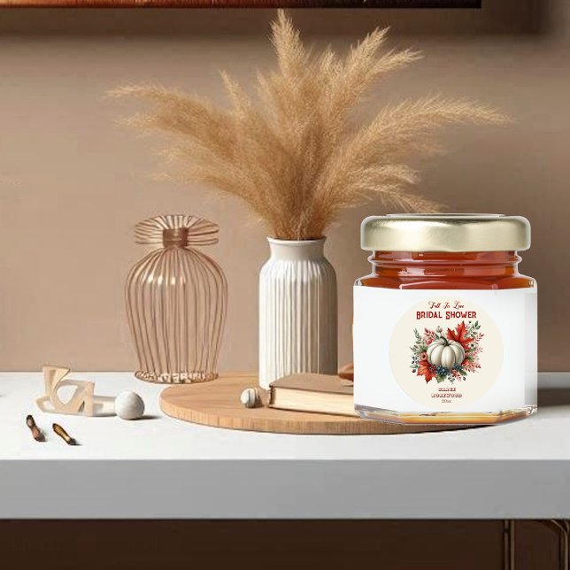 Fall in Liebe Pumpkin Land Rustikales Brautparty Runder Aufkleber (Fall In Love Pumpkin Country Rustic Bridal Shower Classic Round Sticker)