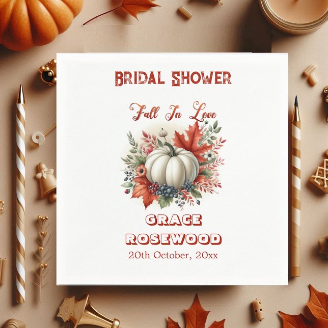 Fall in Liebe Pumpkin Land Rustikales Brautparty Serviette (Fall In Love Pumpkin Country Rustic Bridal Shower Napkins)