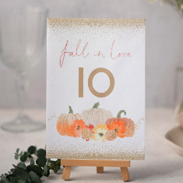 Fall in Liebe Pumpkins Glitzer Hochzeit Tischnumme