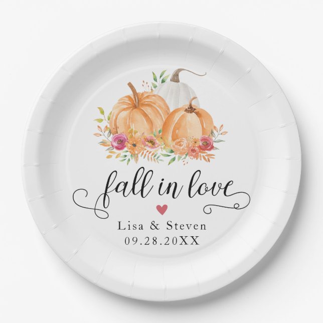 Fall in Liebe Pumpkins Hochzeit Teller (Vorderseite)