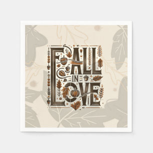 FALL IN LIEBE Retro Herbst Verlobung Dusche Serviette