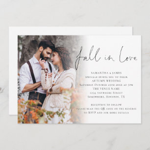 Fall in Liebe Skript Foto Overlay QR-Codehochzeit Einladung