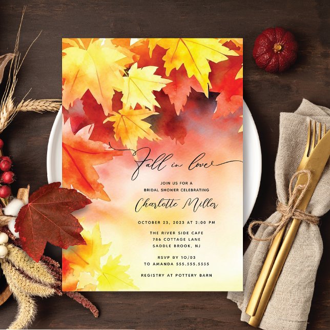 Fall In Love Autumn Leaf Bridal Shower Invitation Einladung (Von Creator hochgeladen)