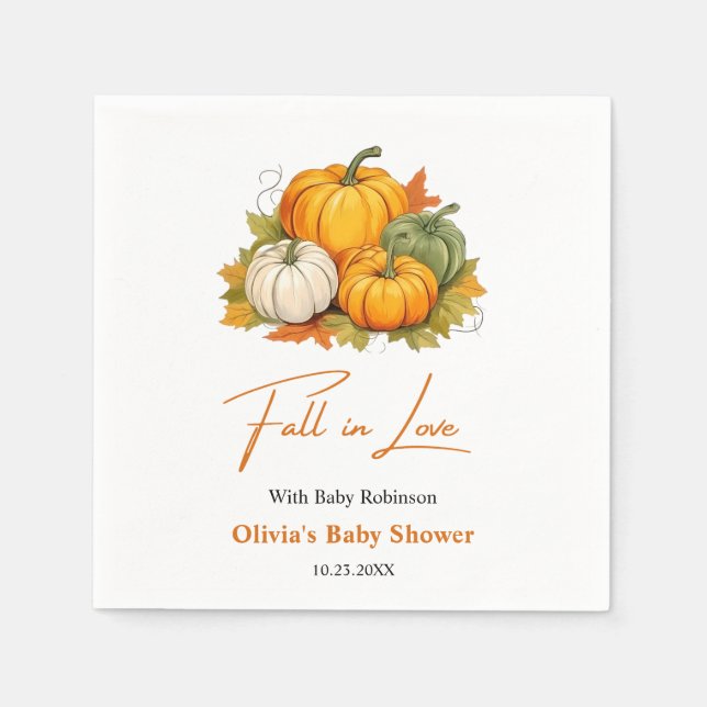 Fall in Love Autumn Rustic Pumpkin Baby Shower  Serviette (Vorderseite)