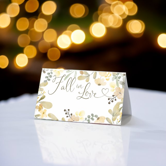 Fall in love boho floral autumn chic bridal shower platzkarte (Fall in love boho floral autumn chic bridal shower place card)