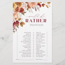 Fall in Love Bridal Shower Game Would she rather