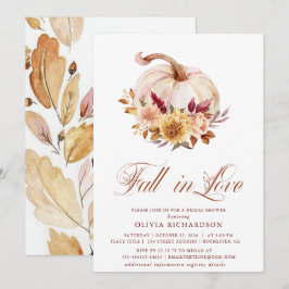 Fall in Love Bridal Shower Rust Flowers Pumpkin Einladung