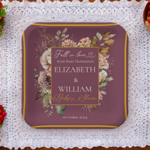 Fall In Love Burgund Fall Floral Pappteller