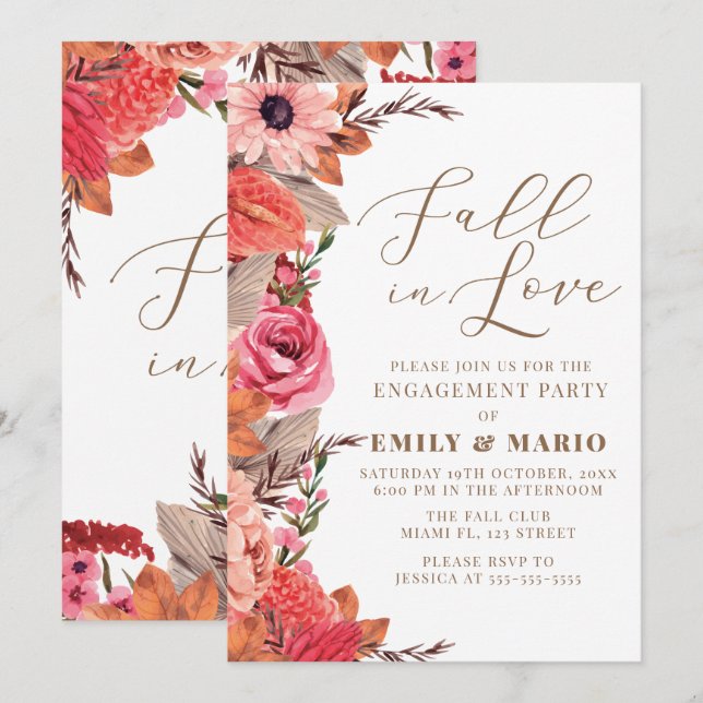 Fall In Love Engagement Invitation Einladung (Vorne/Hinten)