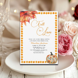Fall in Love Fall Floral Pumpkin Bridal Shower Einladung