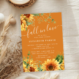 Fall in love floral burnt orange bridal shower einladung