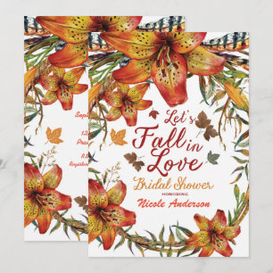 FALL IN LOVE Florale Orangenlilien Brautparty Einladung