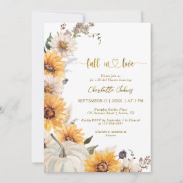 Fall In Love Gold Sunflowers Daisies Bridal Shower Einladung