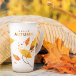 Fall In Love Hello Autumn Orange Leaves Latte Mug  Milchtasse<br><div class="desc">♥ Celebrate the enchanting beauty of autumn with our "Fall In Love Hello Autumn" Latte Mug adorned with watercolor fall leaves in rich burnt orange hues. ♥ This charming,  rustic piece is ideal for bridal showers,  making a perfect seasonal gift or a delightful boho prize for bridal games.</div>
