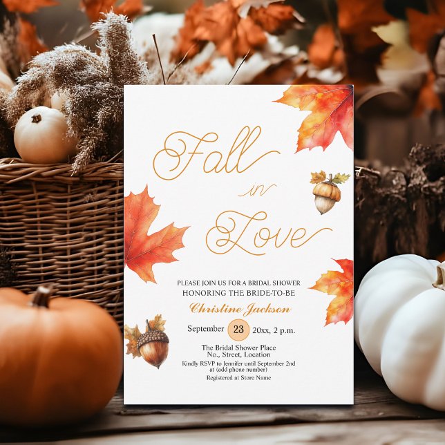 Fall in Love Maple Tree Leaves Bridal Shower  Einladung (Von Creator hochgeladen)