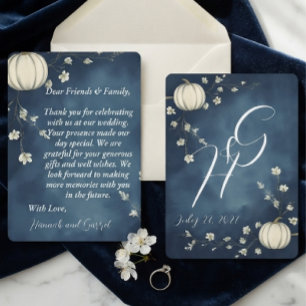 Fall in Love Navy Blau Kürbis Hochzeit Danke Einladung