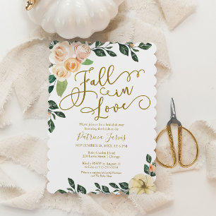Fall In Love Pfirsich-Blüten-Kürbis-Brautparty Einladung