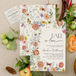Fall In Love Pressed Wildflower Bridal Shower Einladung