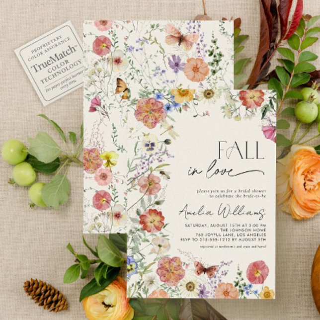 Fall In Love Pressed Wildflower Bridal Shower Einladung (Von Creator hochgeladen)