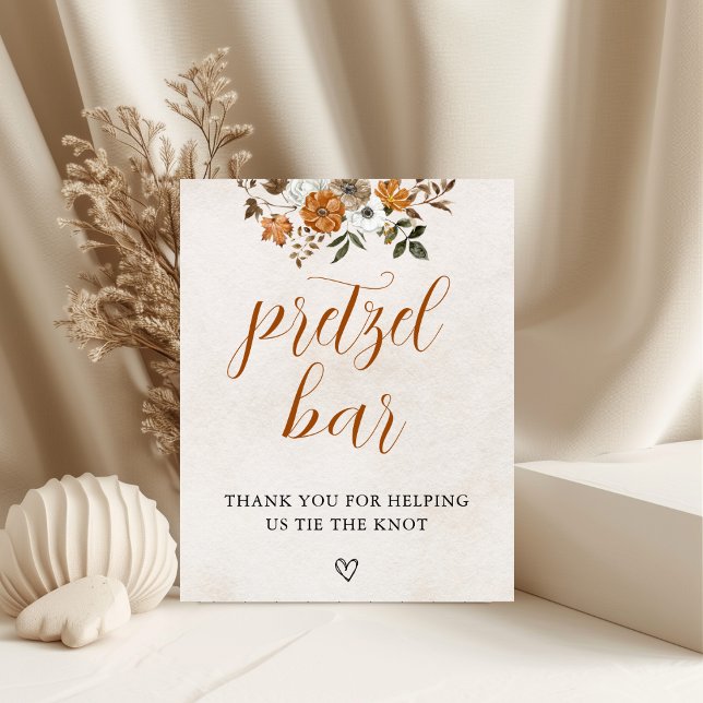 Fall in Love | Pretzel Bar Table Bridal Shower Poster (Von Creator hochgeladen)